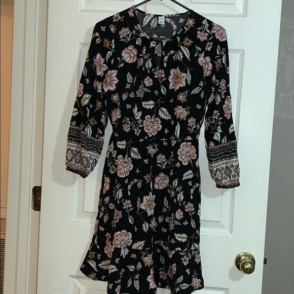 OLD NAVY | Black Floral Print Dress - Picture 1 of 4